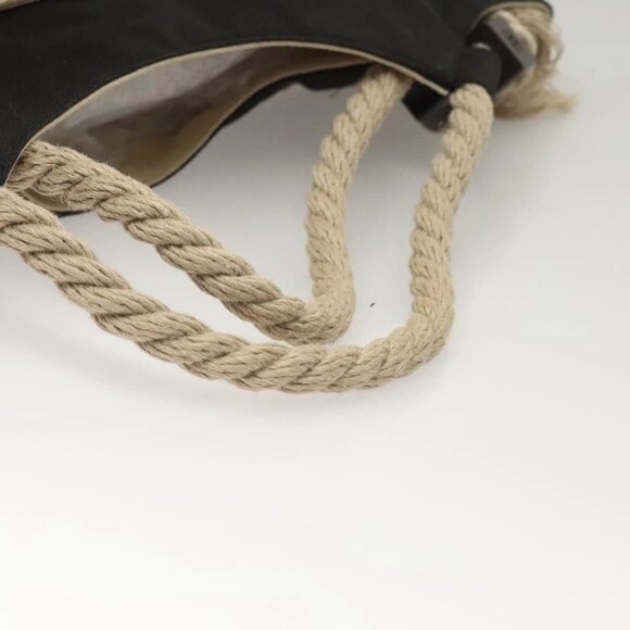 CHANEL COCO Mark Camelia Tote Bag Canvas Black Silver CC Auth - Picture 6 of 15